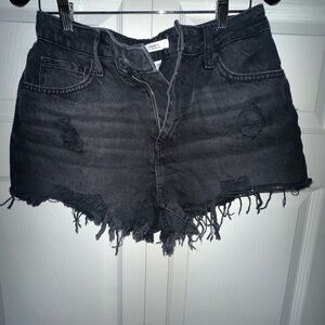 Forever 21 Black Distressed Jean Shorts